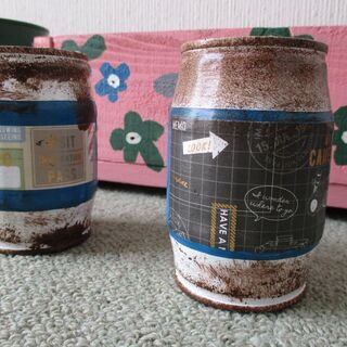 ⑥　リメイク缶　ウッドプランター　６個セット　錆び加工　多肉植物　観葉植物　寄せ植えの画像