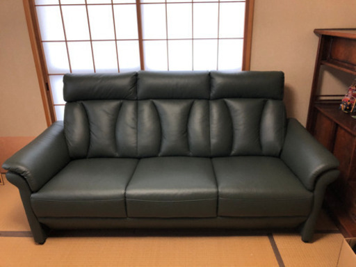 【取引終了】ネット決済不要 ソファ ダークグリーン 3人がけ 美品