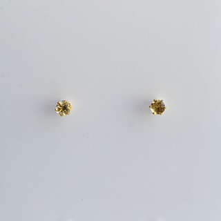 両耳スタッドピアス シトリン 3mm サージカルステンレス316L(ゴールド)の画像