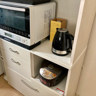 【引渡日3/18〜20要調整】美品★ニトリ 食器棚 キッチンボード レンジ台の画像