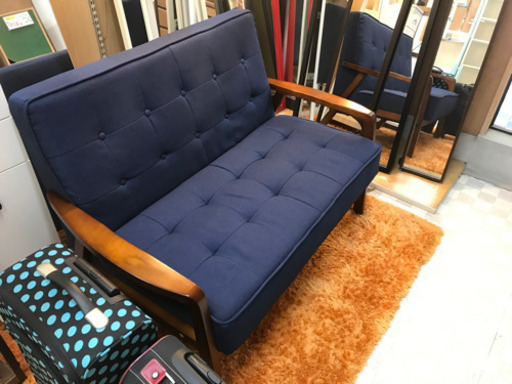 【リサイクルショップ八光　田上店　配達・設置OK】ニトリ　2人用布張りコンパクトソファ(ルッキKD NV(MBR))