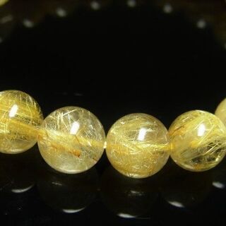 限定値下げ　現品一点物 ゴールドルチル ブレスレット 金針水晶数珠 １０ミリ ３０ｇ ＰKR４ 最強金運の画像