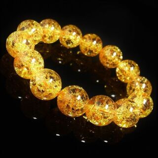 最強金運パワーストーン　シトリンクラックブレスレット　１４ミリ　天然石の画像