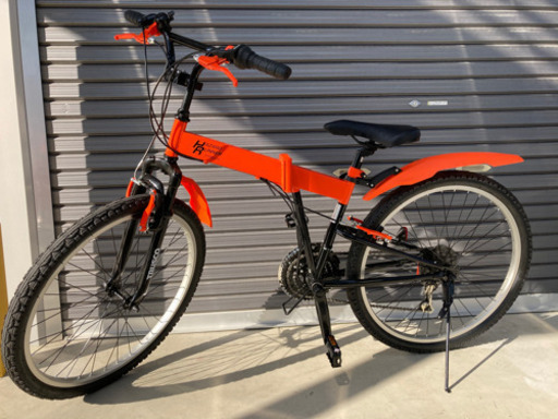 週末値下げ❗️ネット決済ではないです★折り畳み自転車　26インチ　マウンテンバイク　ノーパンクタイヤ