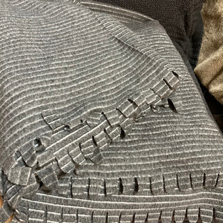 IKEA❤️マルチカバー ソファカバー 一枚布 グレー布 ボーダーの画像