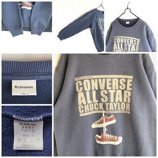 古着 ビックプリントスウェット コンバース 青系 LLの画像