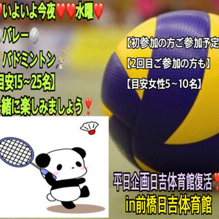 ⭐️いよいよ今夜⭐️ 【急募❣️】一緒に🏸🏐やりたい方
