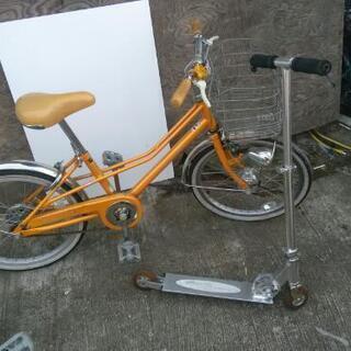 20インチ自転車一輪車キックボード3点の画像