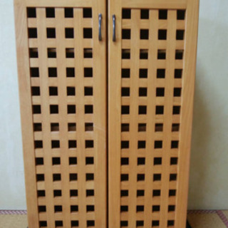 靴箱◇下駄箱◇花格子◇木製◇5段◇シューズラック◇観音開き◇可動...