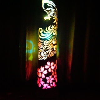 幻想の竹灯り カラー彩シリーズ 〜〜孔雀〜〜 竹灯籠 極太孟宗竹