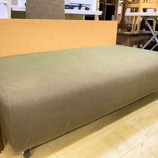 ソファ グリーン×ナチュラル 木製フレーム キャスター付★買取帝...