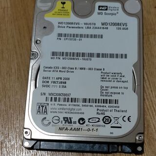 120GB HDD WD1200BEVS SATA