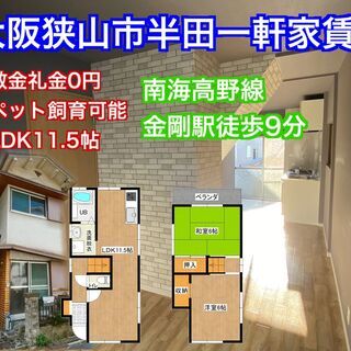 【金剛駅徒歩9分】【敷金礼金0円】【LDK11.5帖】室内新築物...