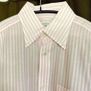 AZABU THE CUSTOM SHIRT スリムフィットシャツ 日本製 pinkの画像