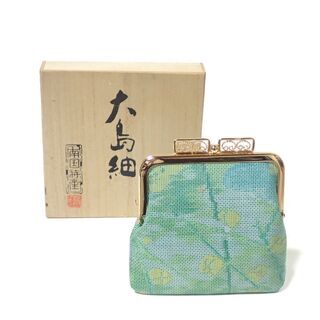 CA442 大島紬 小銭入れ SHISEIDO 長財布 がま口 和柄の画像