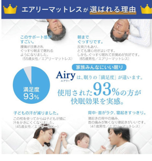 エアリーマットレス　洗える敷布団　　定価2.5万　特価