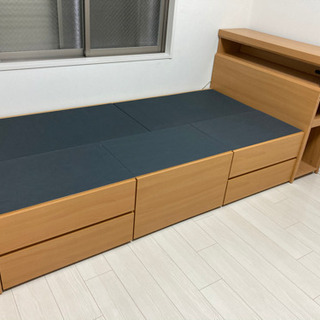 収納、宮付きシングルベッドフレーム