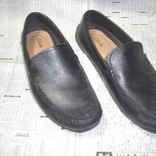 男性用靴　Clarks Mens Reazor Plain Black Casual Loafers & Slip Ons Shoes 中古の画像