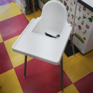 イケア ANTILOP ハイチェア ホワイト テーブルベルト付き...