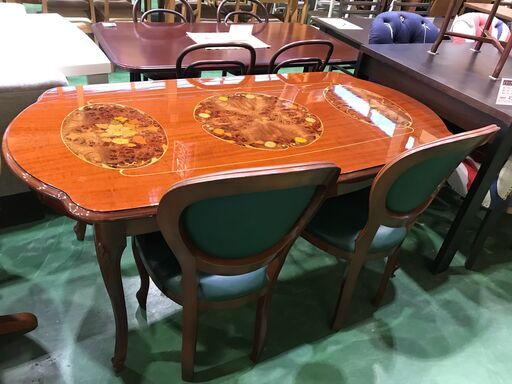 【愛品館八千代店】イタリア製　象嵌　ダイニング3点セット【愛八DN】