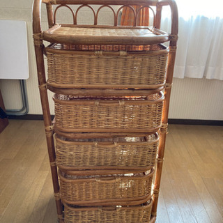 籐家具　五段収納
