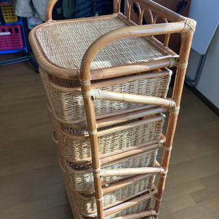 籐家具　五段収納の画像