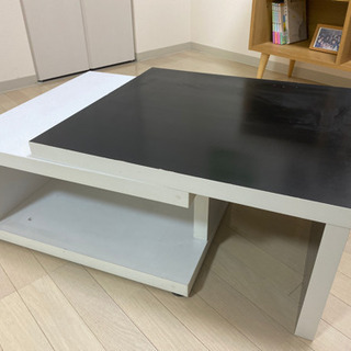 スライド式ローテーブル　白　黒の画像
