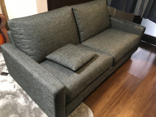 ニトリ　ソファ　3人掛　布張り