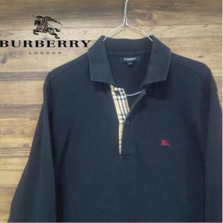 BURBERRY ヴィンテージ 長袖ポロシャツ 黒