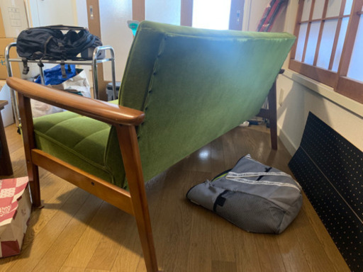 カリモクKチェア2シーター（モケットグリーン）