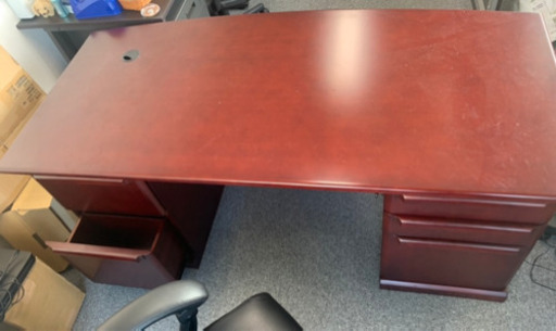 ☆定価20万円☆ 社長デスク オフィスデスク 長机 ワインレッド