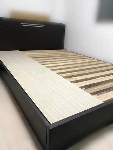 【新生活応援】キングスダウン ワイドダブルベッド マットレス&引き出し付きフレーム