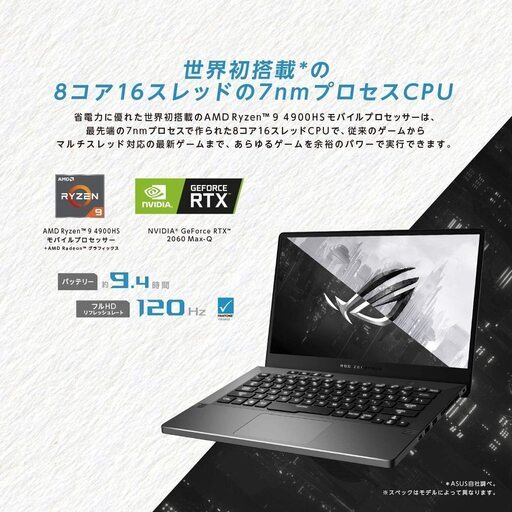 ゼフィラスG14 ASUS Gaming Laptop ROG Zephyrus G14 GA401IV (Black) 25