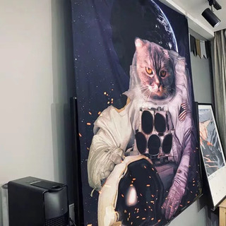 《お洒落なホームインテリア》宇宙飛行士猫タペストリー（海外輸入品）の画像
