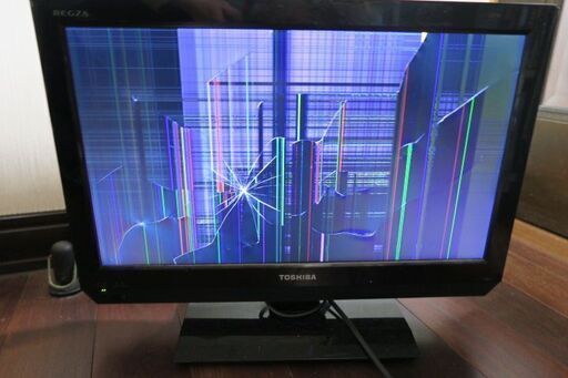 「TOSHIBA/東芝」19インチ ジャンク 液晶テレビ 19B3 B-CASカード、リモコンあり 動作確認済み 液晶割れ