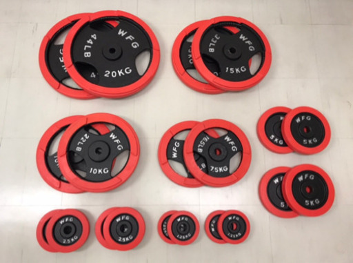 バーベルセット 150kg (赤ラバー) ※お届け応相談