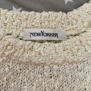 新品！ニューヨーカー白 ざっくり綿半袖ニット 11 L NEWYORKERの画像