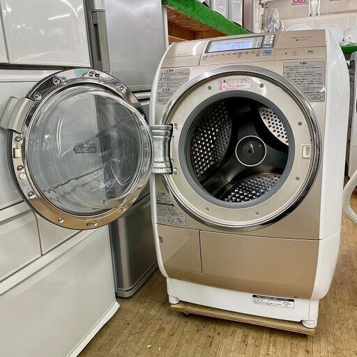 美品【 HITACHI 】日立 ビックドラム 洗濯10.0㎏/乾燥6.0㎏ ドラム洗濯機 ヒートリサイクル＆循環ワイドシャワー BD-