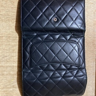 ・CHANEL シャネル　マトラッセ/ラムスキン/三つ折長財布/ブラック×シルバー金具の画像