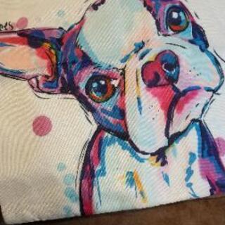 犬カラフルクッションカバーの画像