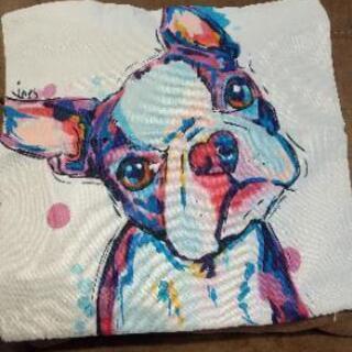 犬カラフルクッションカバーの画像