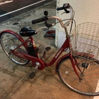 電動アシスト自転車 26型 変速なし レッド [ KAIHOU ...