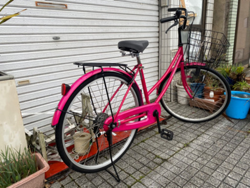 【中古自転車】26インチ 変速なし　ピンク　若林自転車　唐崎店　サドル、鍵新品　SALE中❗️