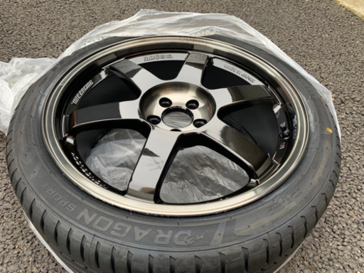 【最終値下げ】【RAYS】4本 RAYS TE37SL 18インチ8.5J PCD1005H タイヤ付き