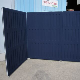 オカムラ製マッフル　パーテーション　L字セット　フック1個付き　ネイビー　H1700mm　衝立　
