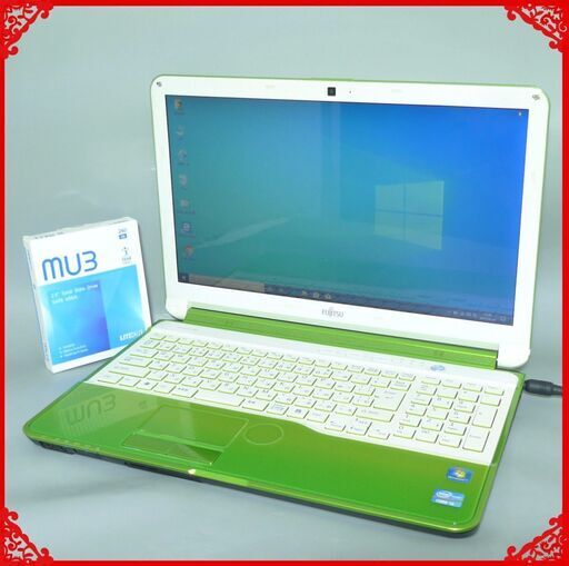 送料無料 新品SSD240GB 1台限定 ノートパソコン 中古良品 15.6型 富士通 AH54/G Core i5 8GB DVDRW 無線 Win10 テンキー付 Office グリーン