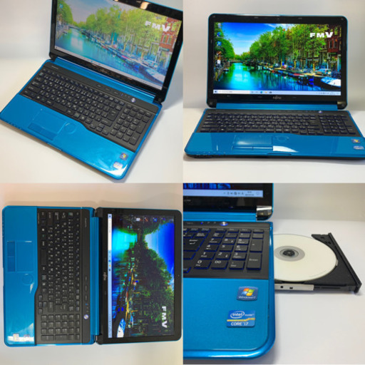 瑞々しく颯爽とした青が美しい富士通 LIFEBOOK 4コアi7 メモリ8G SSD256G ブルーレイ マイクロソフトオフィスすぐ使