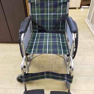 車いす 車椅子☆自走式☆チェック柄/グリーン×ネイビー☆配達可能