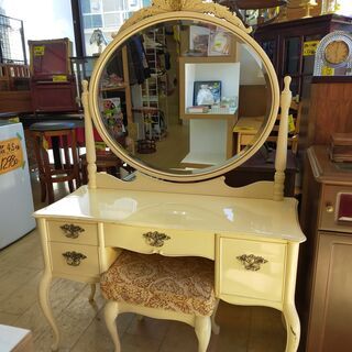 アンティーク家具 レトロ家具☆ドレッサー  France Mirror☆95×39×138☆イスほつれ有☆配達可能 買取帝国 朝霞店