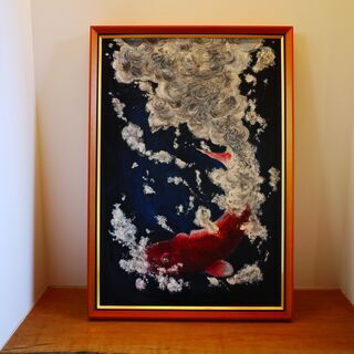 原木万紀子　絵画作品　「滝登り」